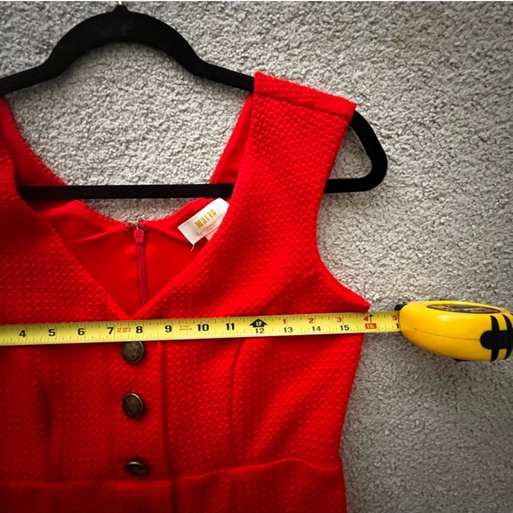 Anthropologie Maeve Quilted Red button front midi dress preppy equestrian - Picture 14 of 15